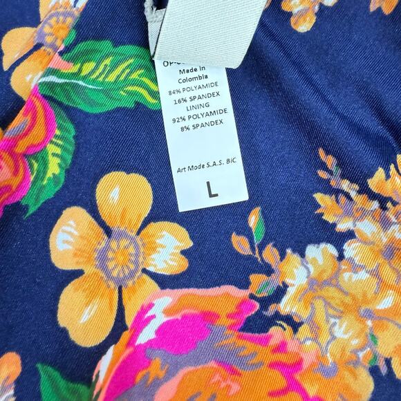 Maaji Reversible Cheeky Swimsuit One Piece Plunge NEW Blue Floral Size Large NWT - Picture 6 of 8